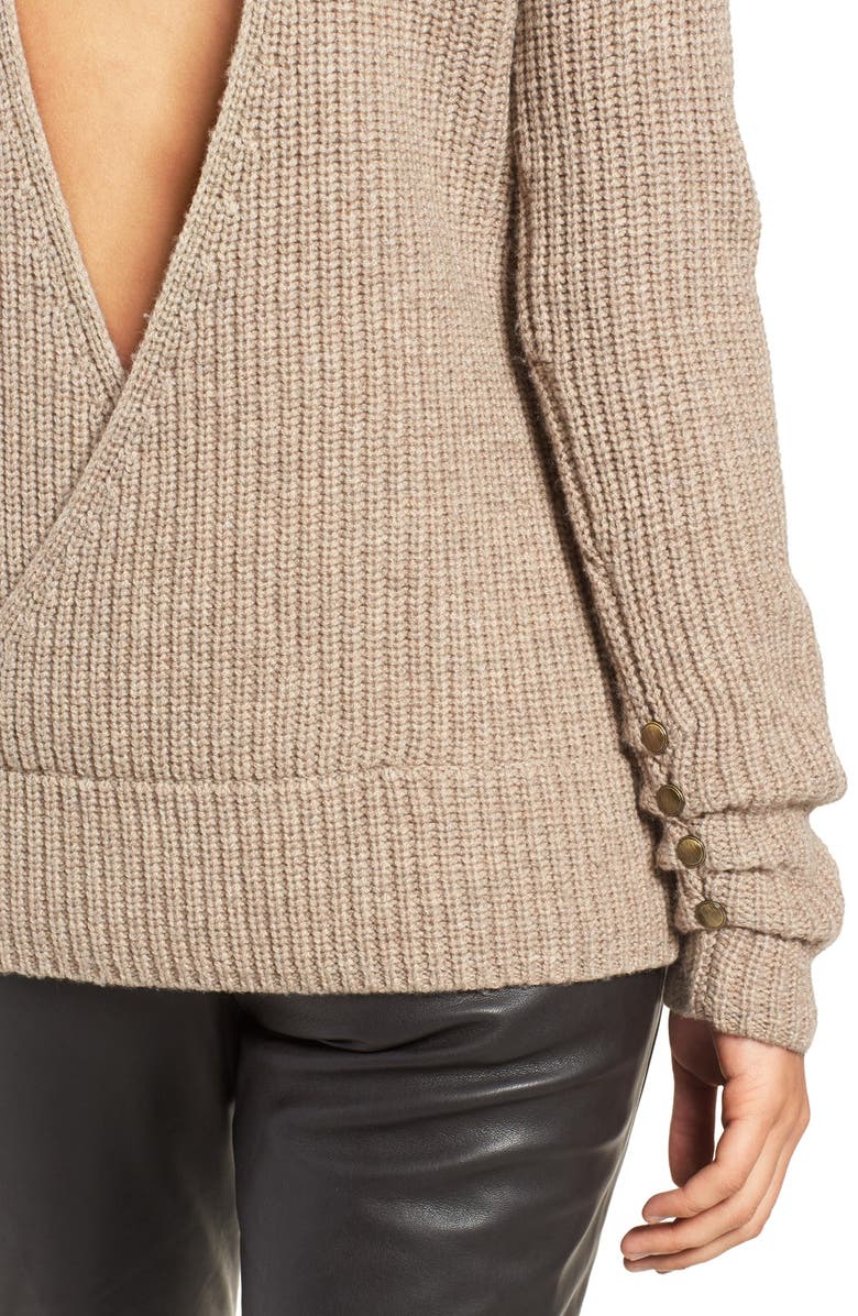 Chelsea28 Olivia Palermo + Chelsea28 Open Back Wool & Cashmere Turtleneck Sweater, Alternate, color,