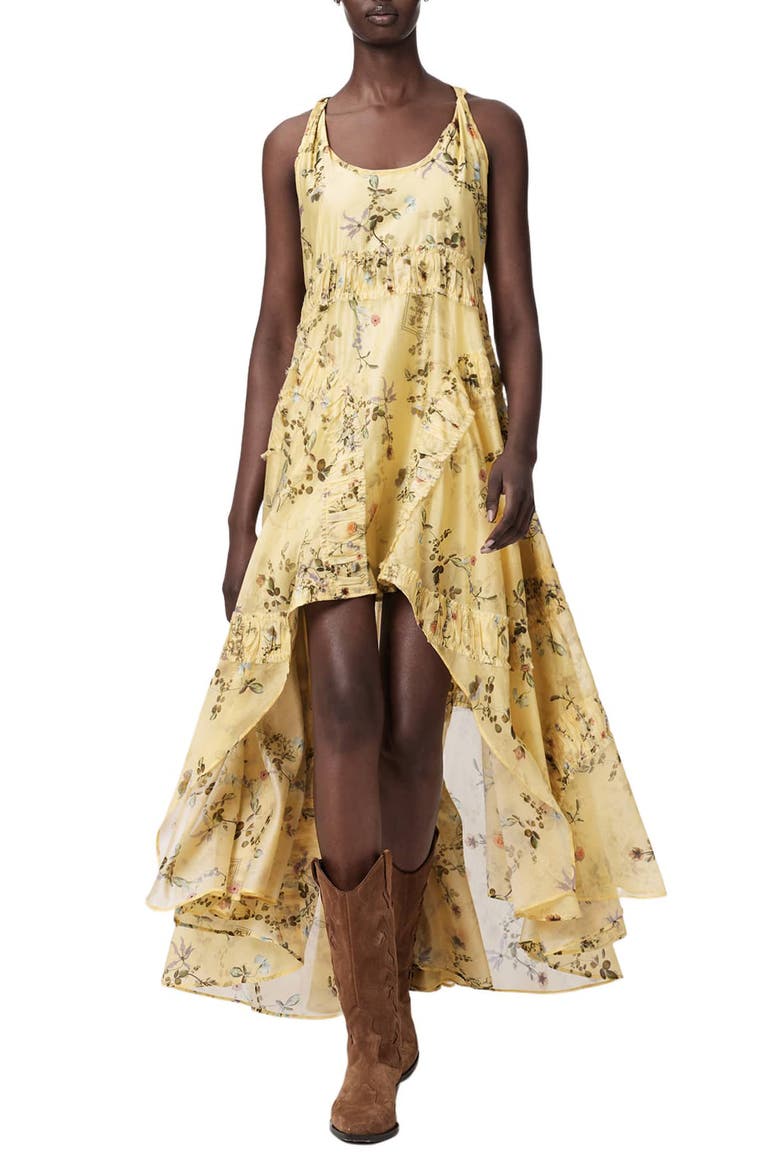 Dorina Floral High-Low Maxi Dress, Main, color, CARMEL PALE YELLOW