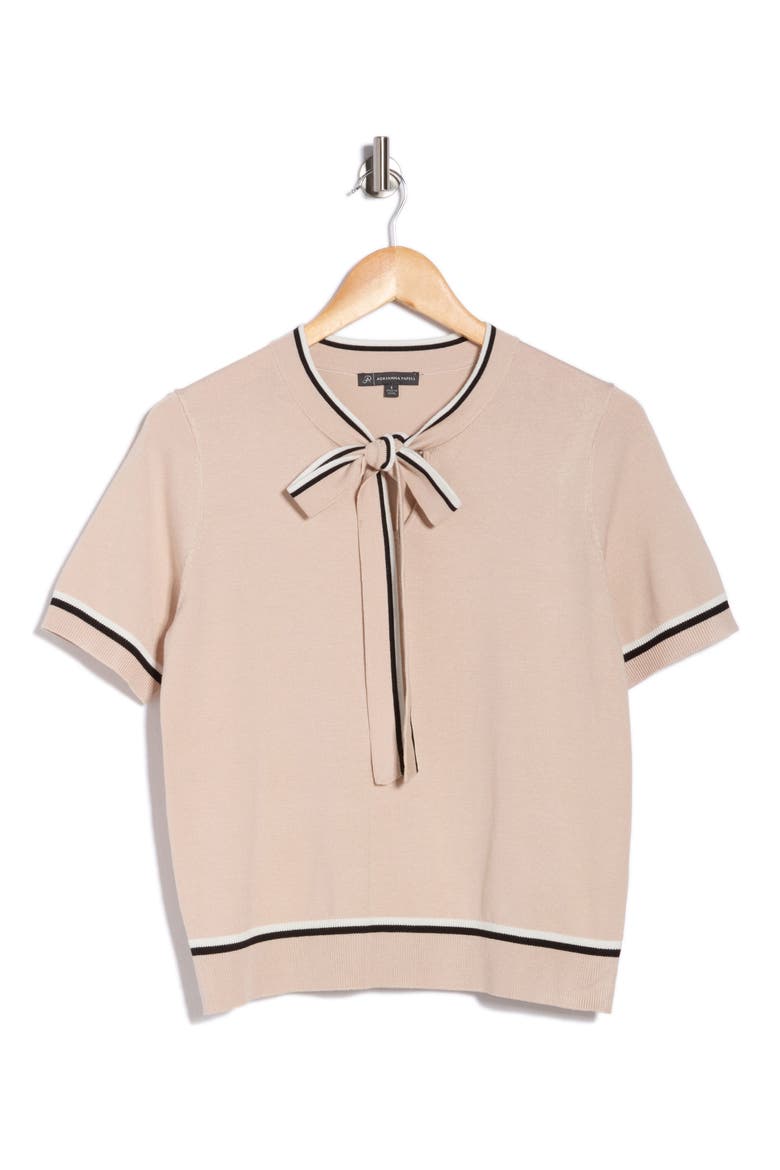 Double Tipped Tie Neck Sweater, Alternate, color, CHAMPAGNE BLUSH/ IVORY