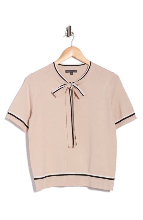 Double Tipped Tie Neck Sweater