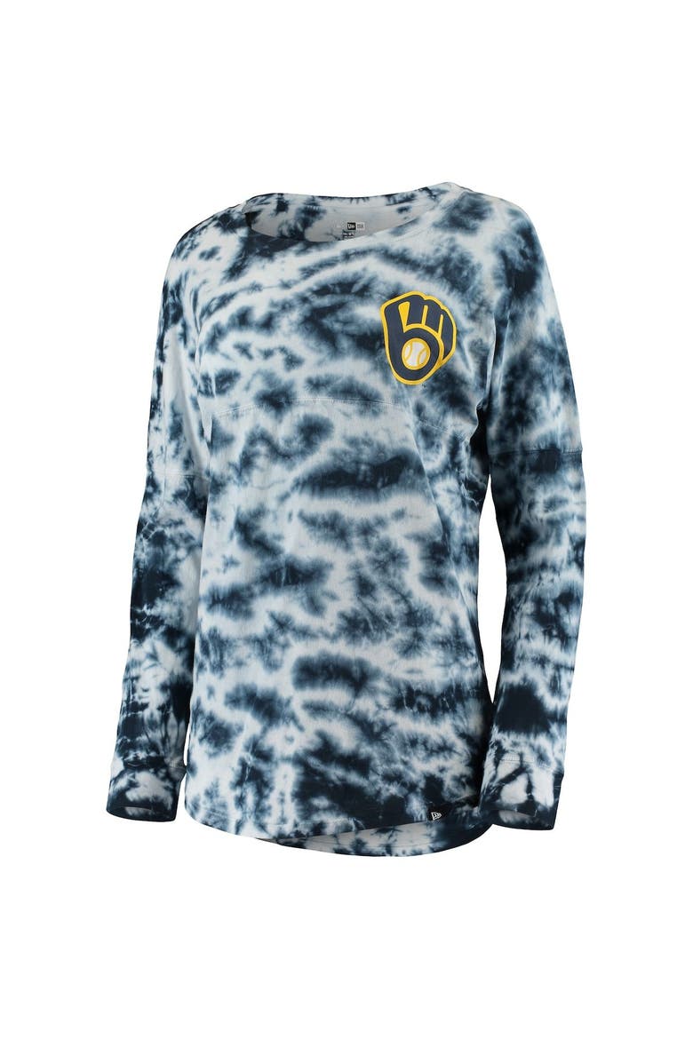 Women's New Era Navy Milwaukee Brewers Tie-Dye Long Sleeve T-Shirt, Alternate, color, Navy