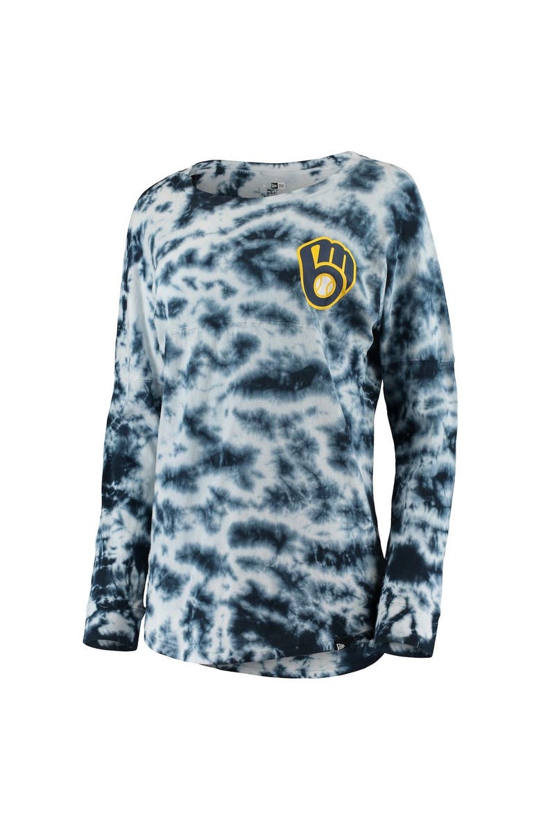 New Era Women's New Era Navy Milwaukee Brewers Tie-Dye Long Sleeve T-Shirt, Alternate, color, 