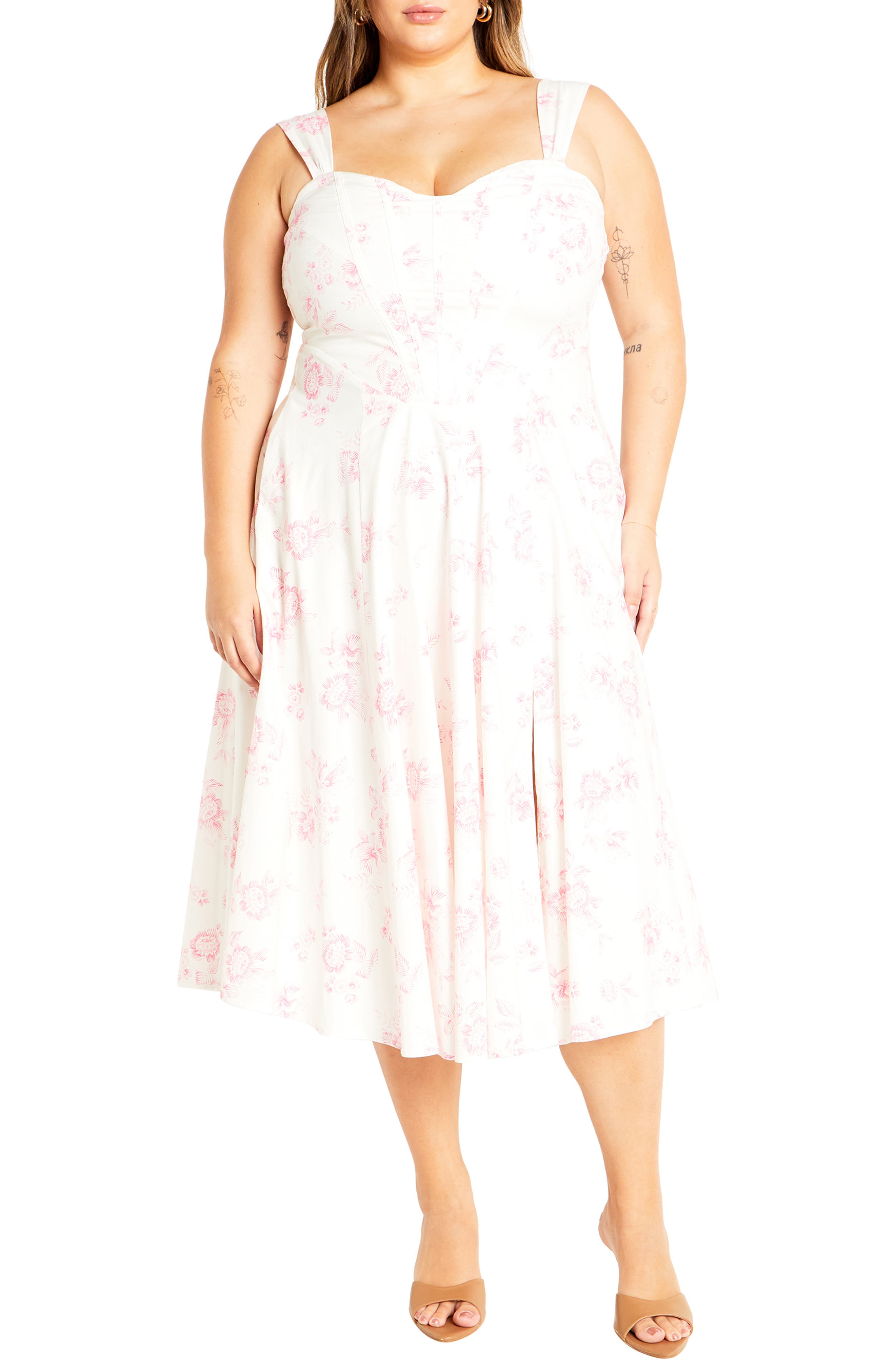 City Chic Marylou Print Sleeveless Midi Dress