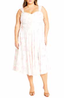 City Chic Marylou Print Sleeveless Midi Dress