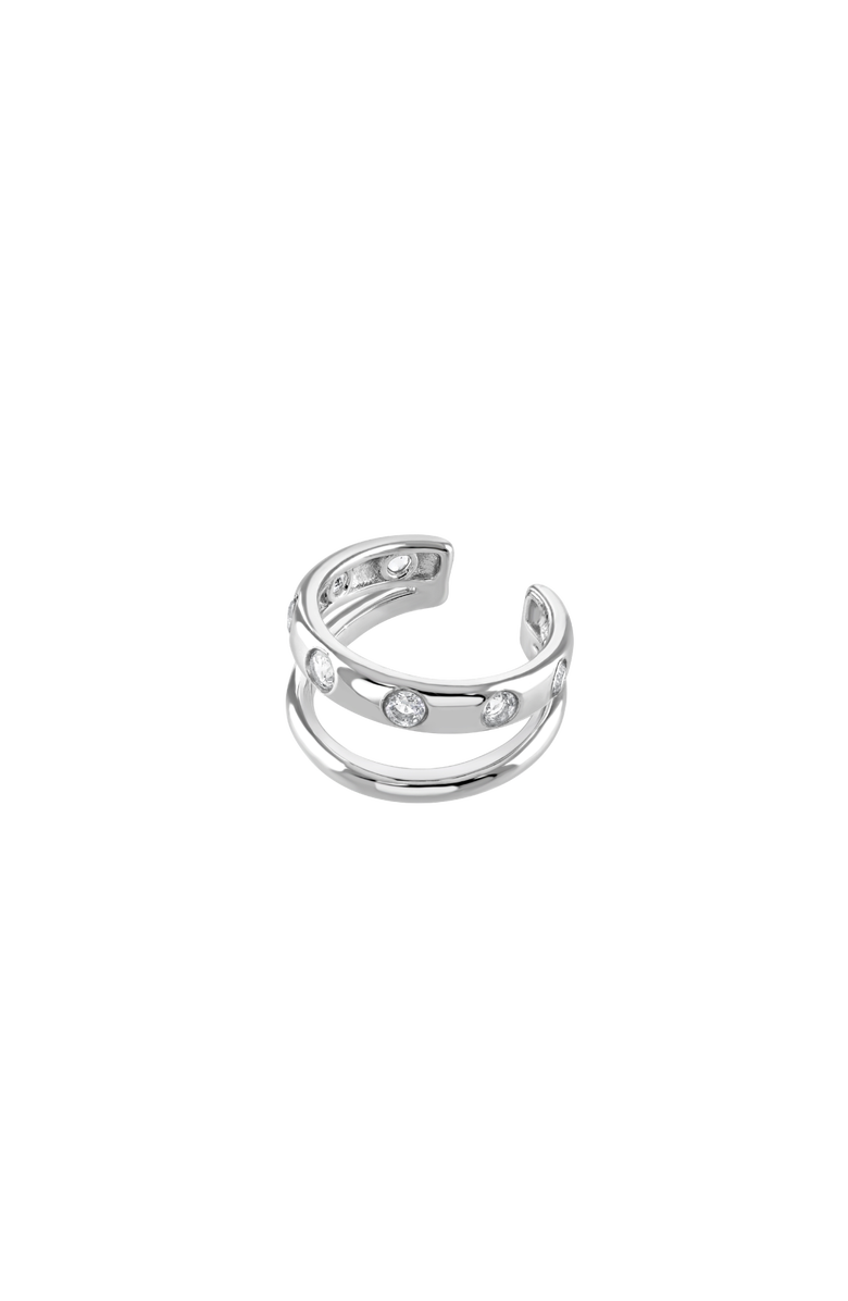 Lucy Quartermaine Art Deco Double Ear Cuff with White Topaz, Main, color, Sterling Silver