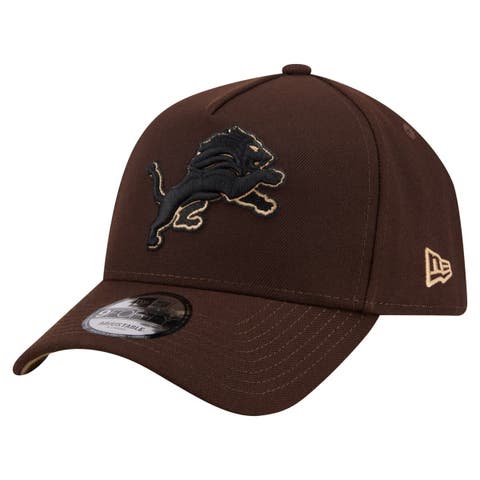 Men's New Era  Dark Brown Detroit Lions Burnt Wood A-Frame 9FORTY Adjustable Hat