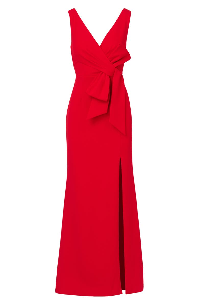 Adrianna Papell Bow Front Sleeveless Crepe Mermaid Gown, Alternate, color, 