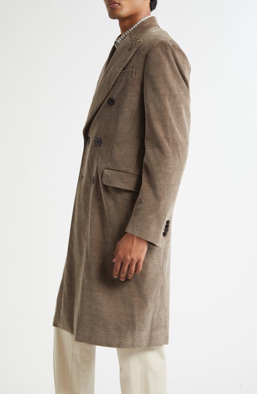Boglioli Double Breasted Corduroy Coat In Brown