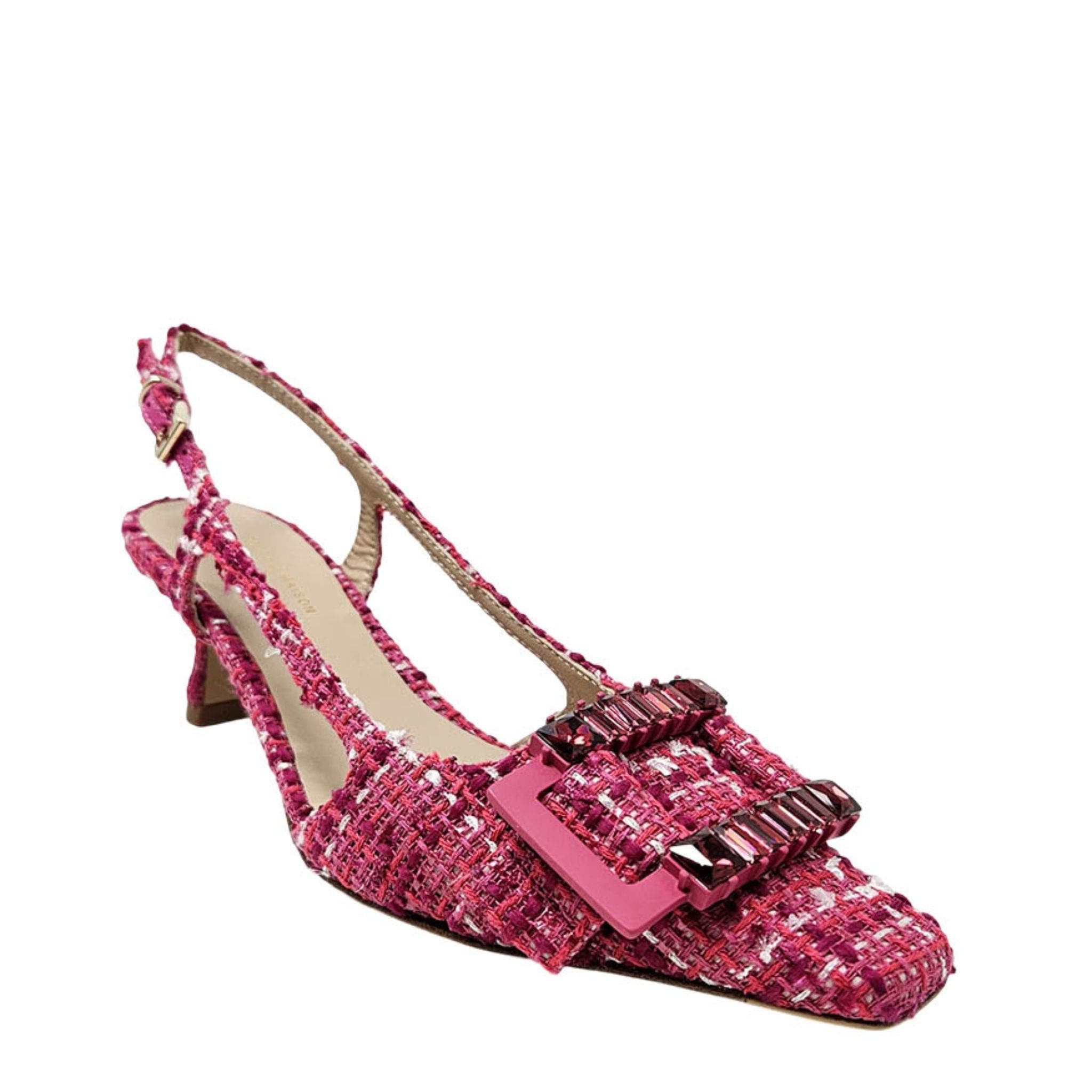 Crystal-Embellished Buckle Slingback Pumps, Alternate, color, Cherry
