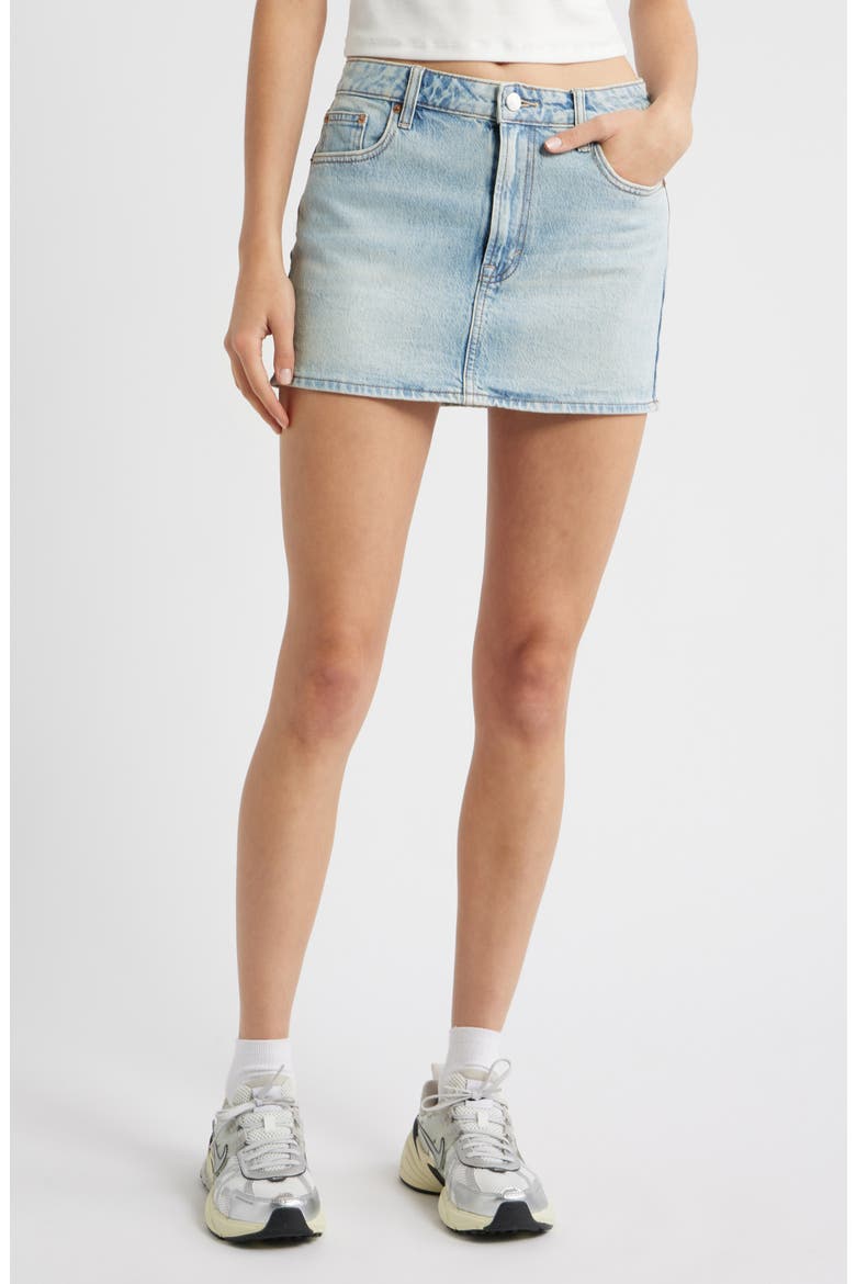 Chaya Mid Rise Denim Miniskirt, Main, color, LIGHT INDIGO