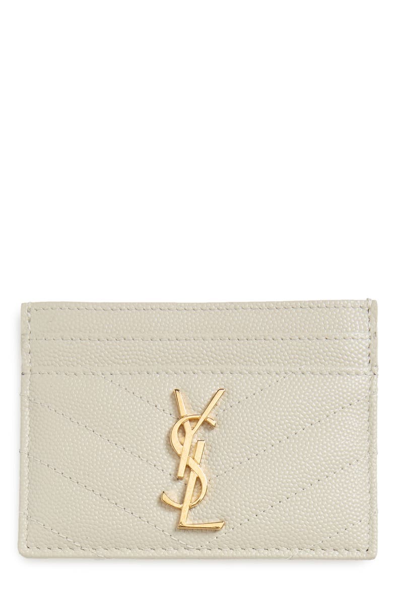 Cassandre Matelassé Leather Card Case, Main, color, 9207 CREMASOFT
