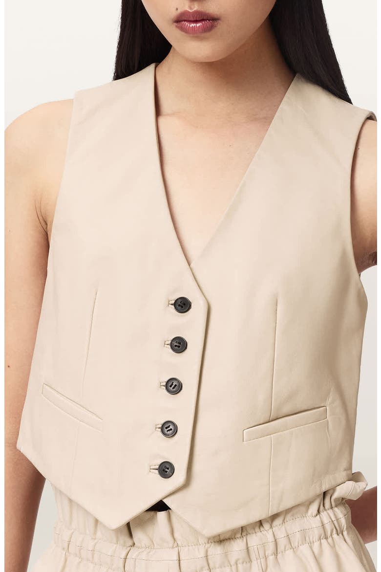 Arla Leather Vest, Alternate, color, ANTIQUE WHITE