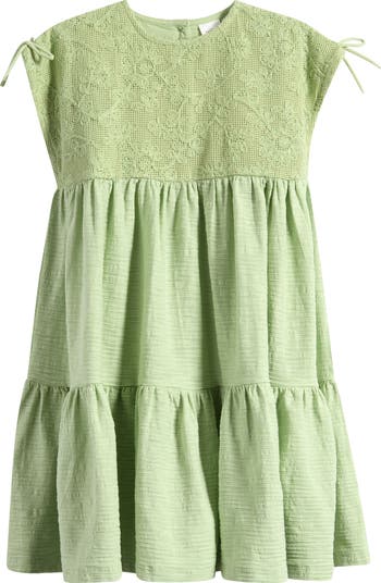 Kids' French Lace Tiered Stretch Cotton Party Dress