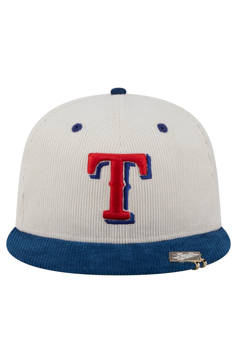New Era Men's New Era Cream/Royal Texas Rangers Two-Tone Corduroy 59FIFTY Fitted Hat, Alternate, color, Cream