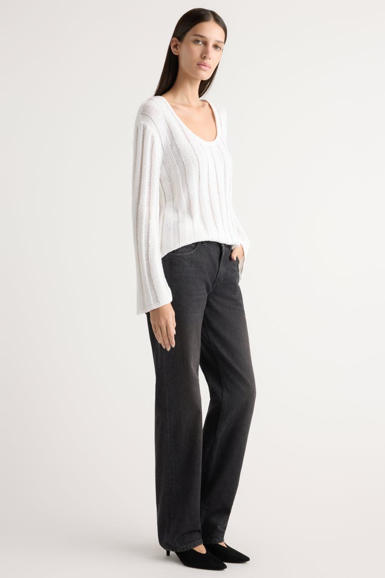 Leah Ribbed Scoop-Neck Sweater, Alternate, color, White