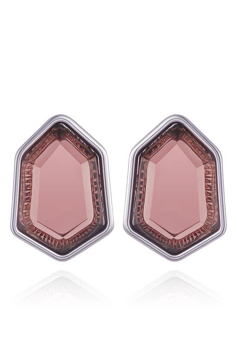 Glass Stone Stud Earrings