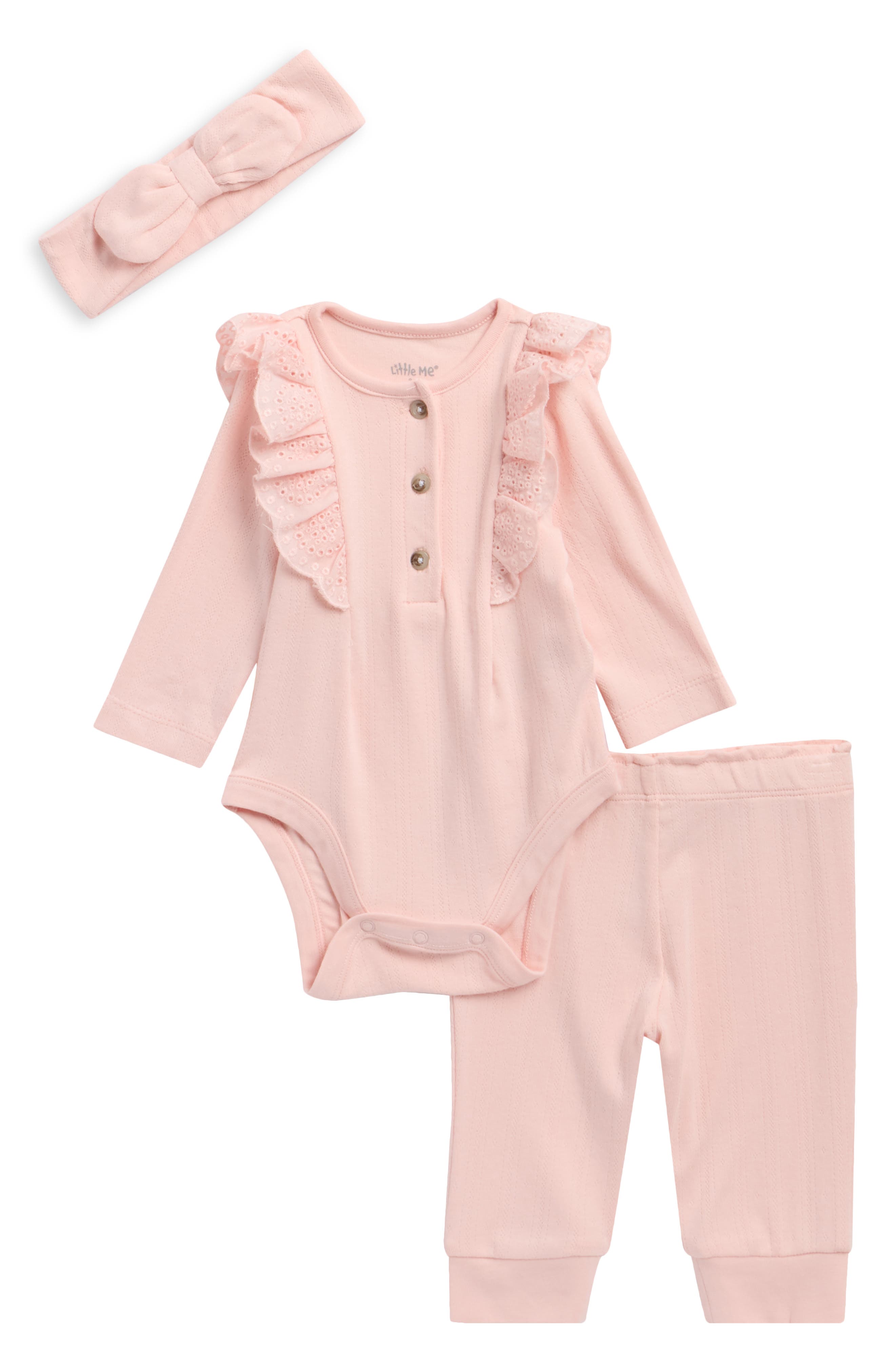 Eyelet Bodysuit, Pants & Headband Set
