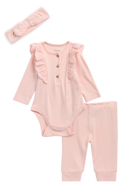 Eyelet Bodysuit, Pants & Headband Set