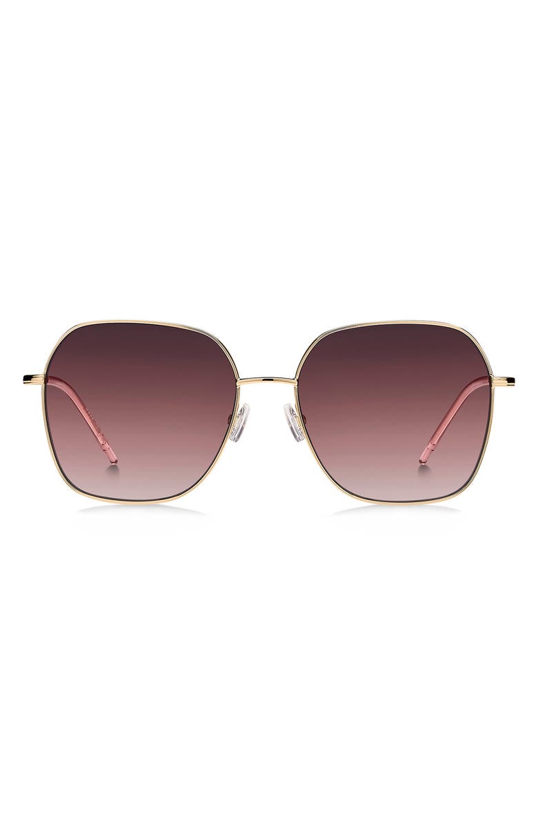 BOSS 58mm Gradient Square Sunglasses, Main, color, Rose Gold