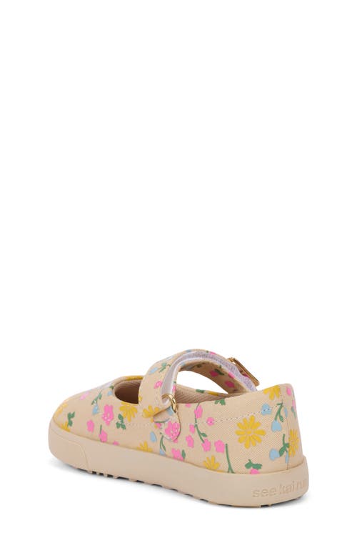 See Kai Run Lucia Mary Jane Sneaker In Oatmeal/floral