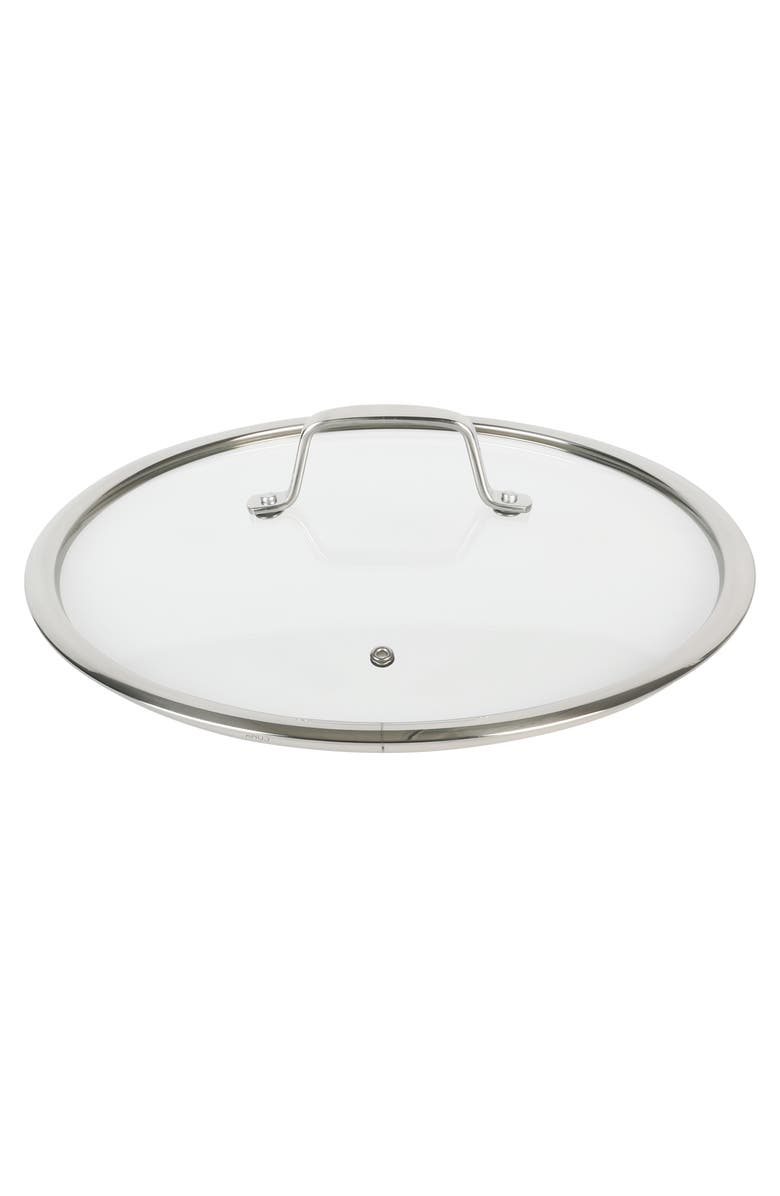 Kenmore Elite Luke 12 Inch Non-Stick Tri-Ply Stainless Steel Wok with Glass Lid, Alternate, color, Metallic Silver