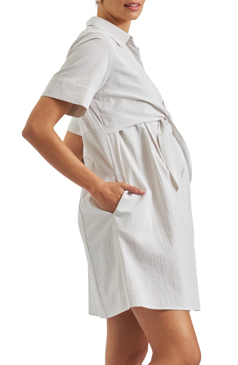 Ripe Maternity Bronte Tie Up Dress, Alternate, color, Natural /White