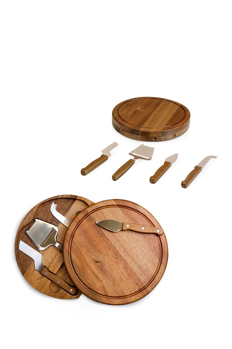 TOSCANA Acacia Circo Cheese Cutting Board & Tools Set, Main, color, BROWN