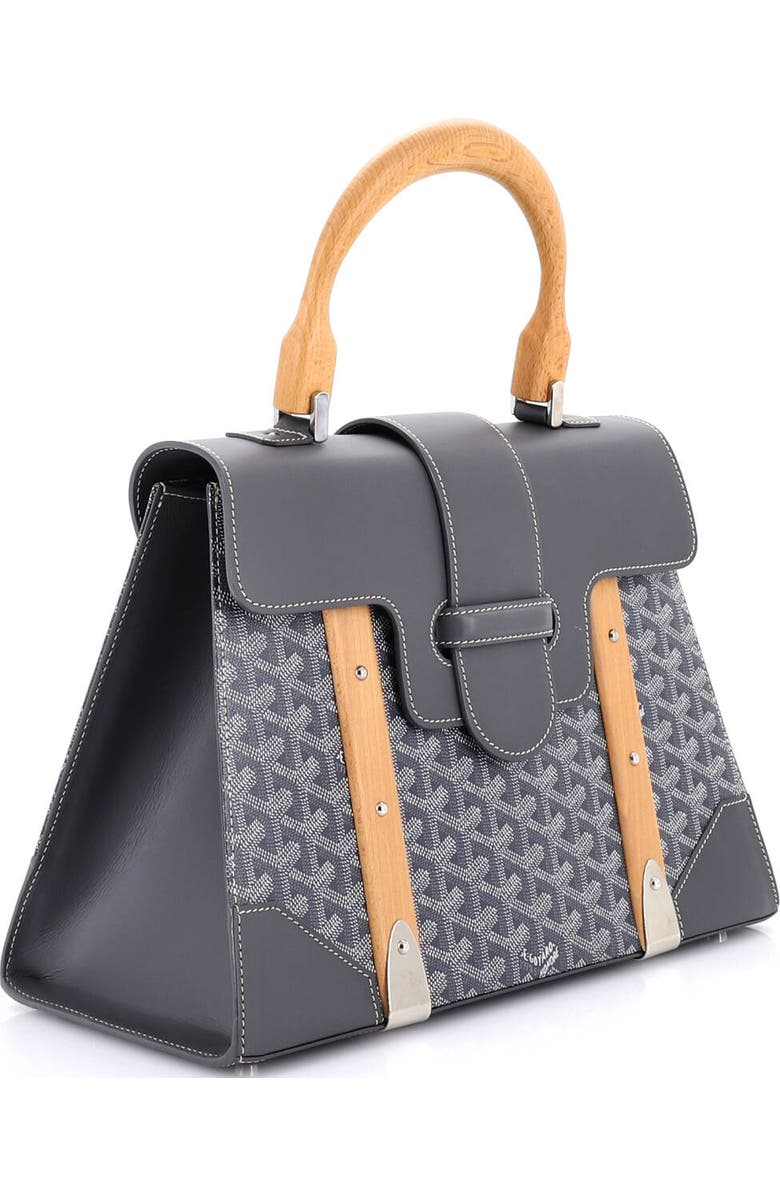 Pre-Owned Goyard Saigon Top Handle Bag Coated Canvas with Leather MM, Alternate, color, Gray