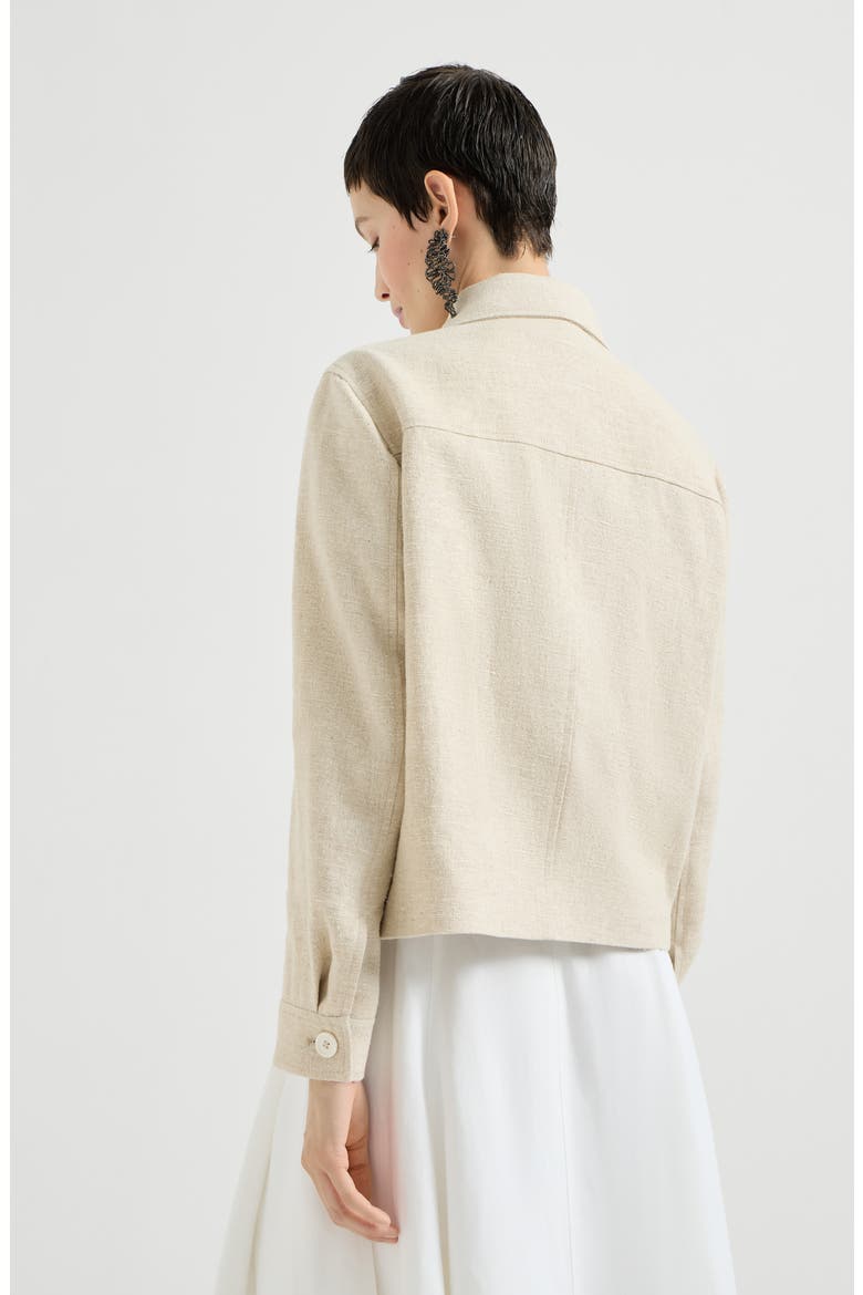 Crop caban jacket with monili, Alternate, color, Beige