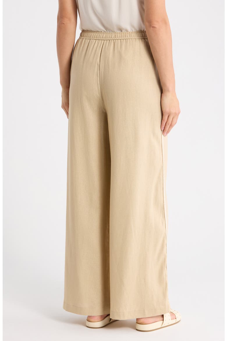 Side Stripe Linen Blend Wide Leg Pants, Alternate, color, SAFARI