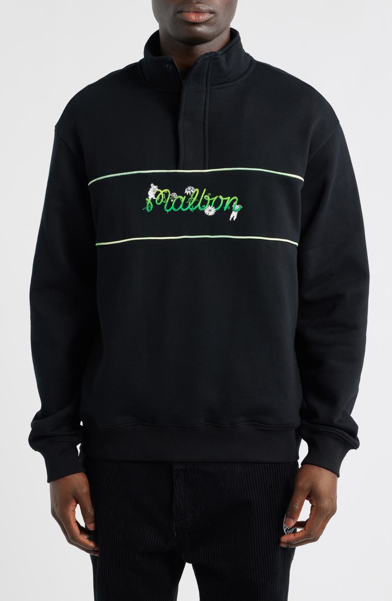 Malbon Golf Grateful Dead Quarter Zip Sweatshirt, Main, color, Black