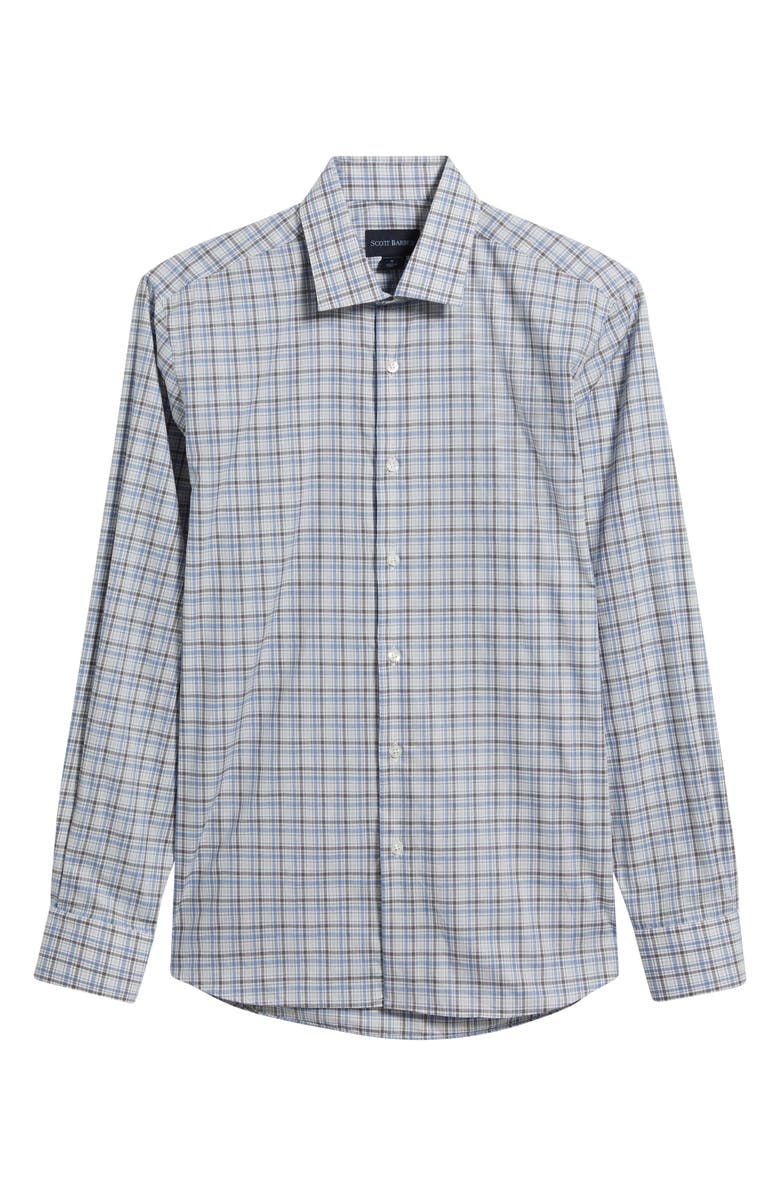 Scott Barber Regular Fit Mélange Plaid Cotton Button-Up Shirt, Alternate, color, Grey Heather