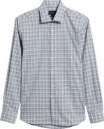 Scott Barber Regular Fit Mélange Plaid Cotton Button-Up Shirt