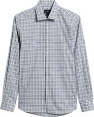 Scott Barber Regular Fit Mélange Plaid Cotton Button-Up Shirt