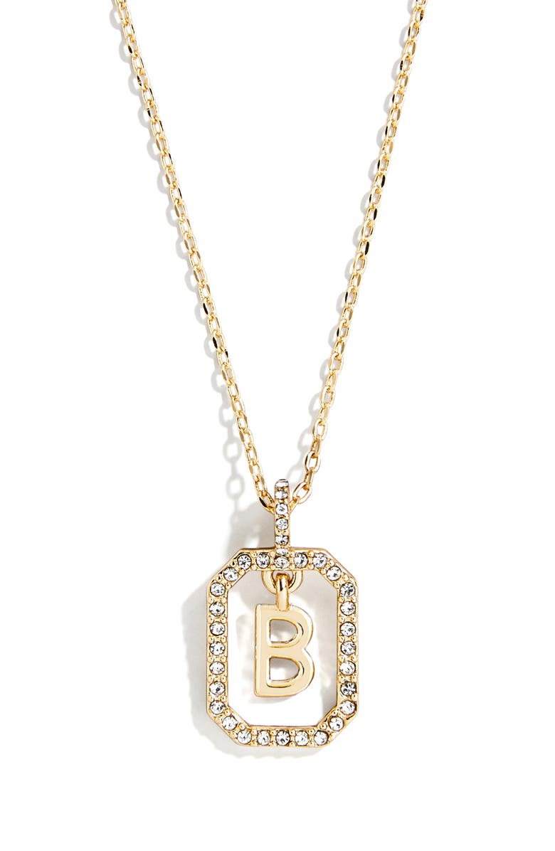 BaubleBar Alicia Intial Pendant Necklace, Main, color, Clear - B