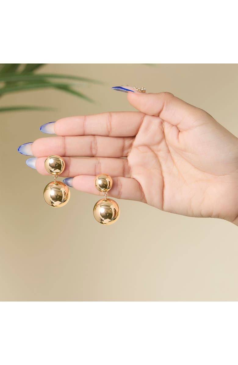 Jessica Simpson Double Ball Drop Earrings, Alternate, color, Gold