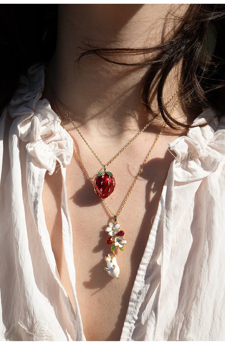 Bill Skinner Studio Strawberry & Mouse Locket, Alternate, color, Strawberry & Mouse