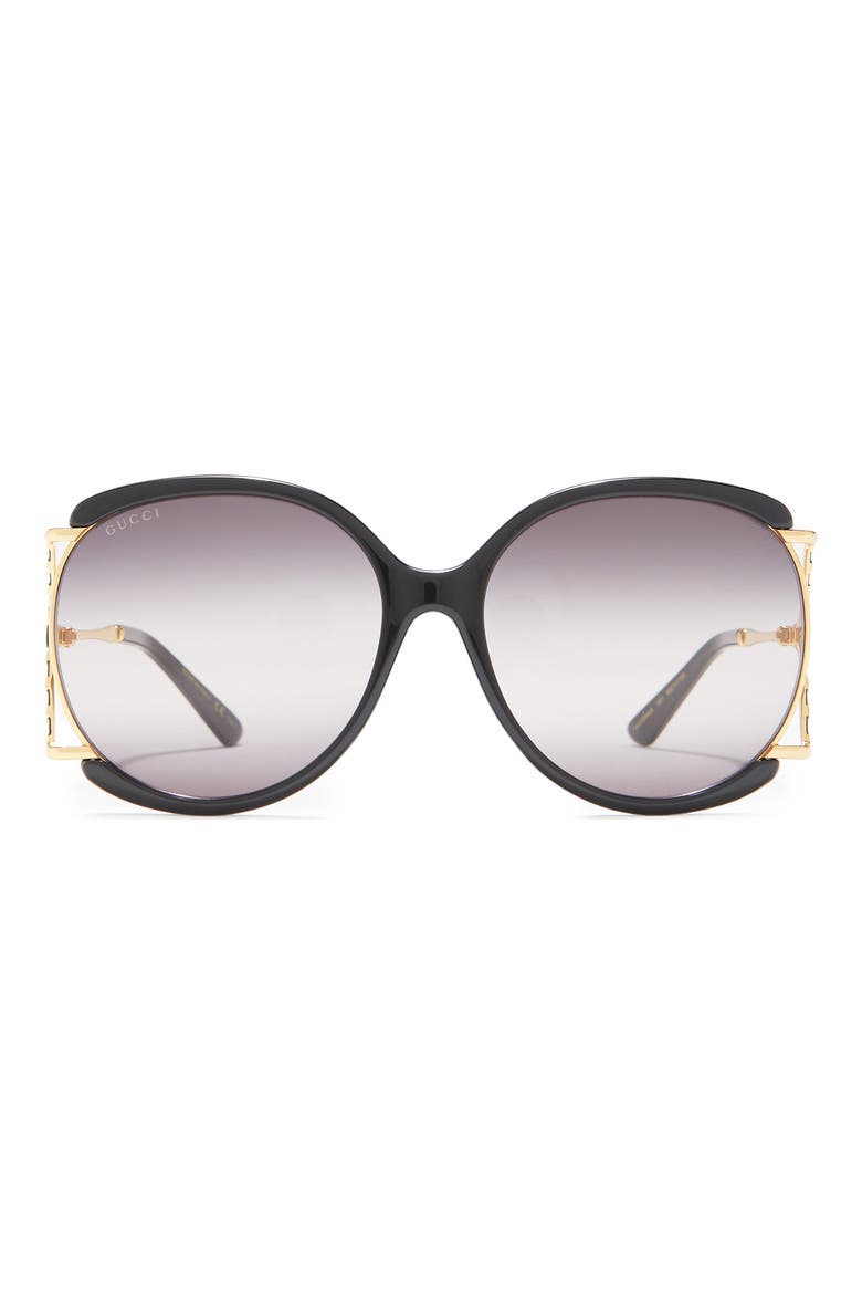 60mm Round Sunglasses, Main, color, BLACK BLACK GREY/ GRY