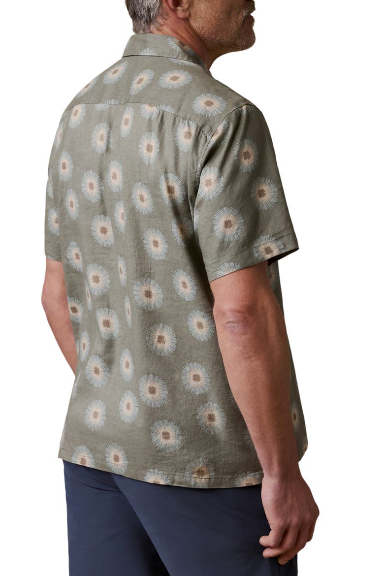 Breeze Linen Blend Camp Shirt, Alternate, color, ISLAND OLIVE FIREWORKS