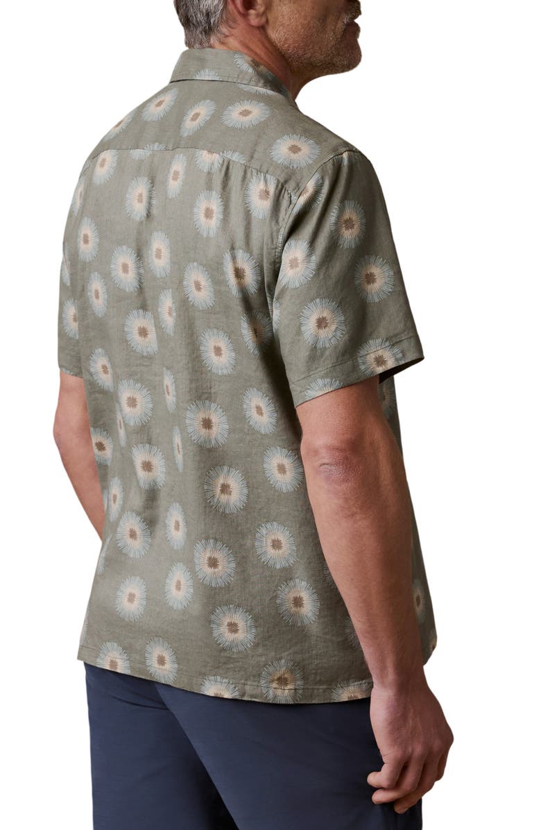 Faherty Breeze Linen BlendCamp Shirt, Alternate, color, Island Olive Fireworks