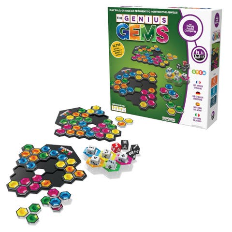 Genius Gems. The 10794 Solution STEM Puzzle Game! Roll The Dice & Race Your Opponent to Fill The Grid by Using Different Shapes! Promotes Problem Solving Training
