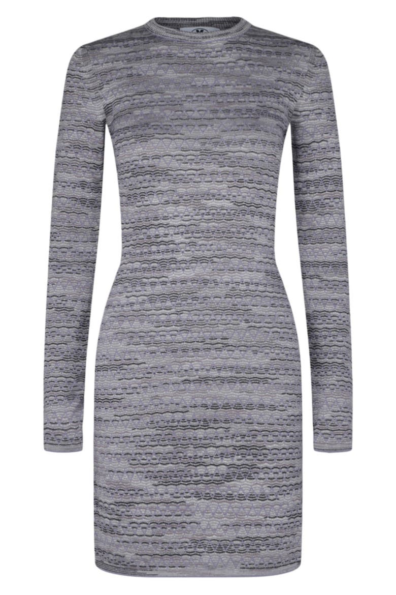 Geometric Long Sleeve Minidress, Main, color, LILAC BASE WITH BLACK AND GREY