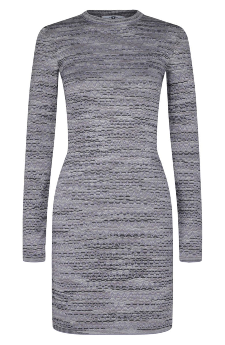 M Missoni Geometric Long Sleeve Minidress, Main, color, Lilac Base With Black And Grey