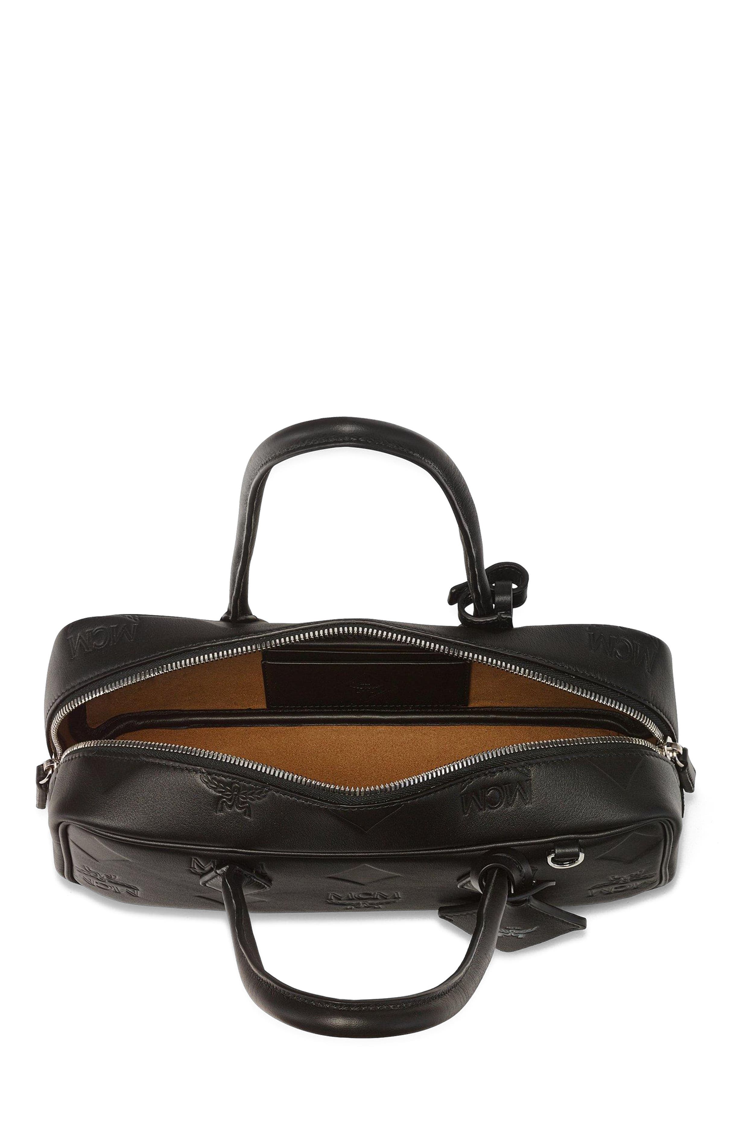 MCM Small Aren East West Shoulder Bag in Maxi Monogram Leather, Alternate, color, Black