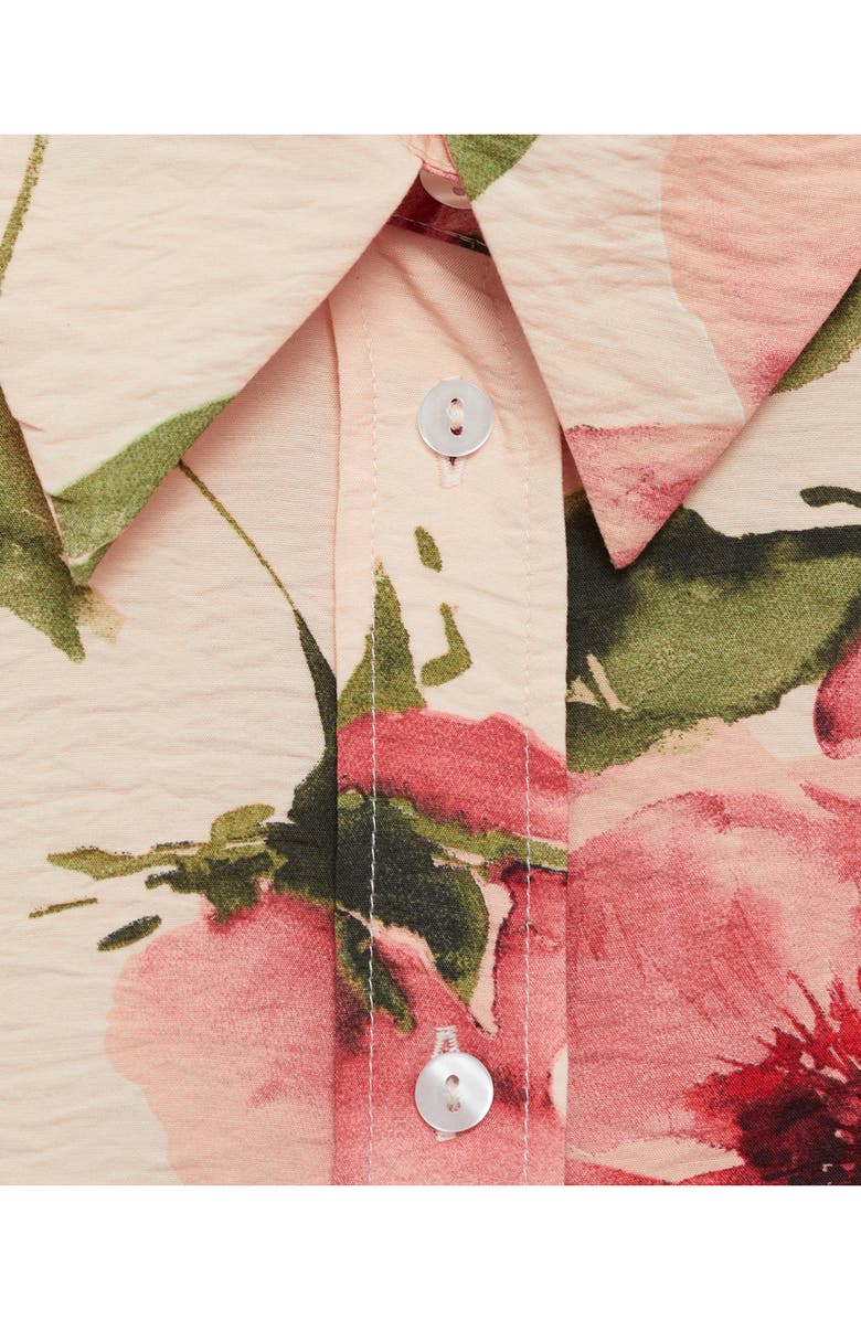 MANGO Floral Flowy Button-Up Shirt, Alternate, color, 