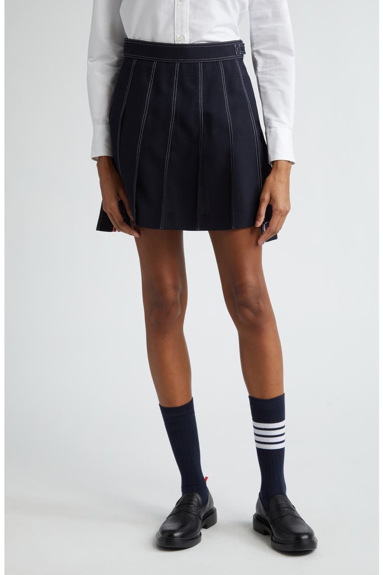 Drop Back Wool Skirt, Main, color, NAVY