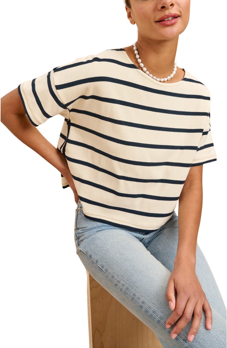 La Ligne Short Sleeve Breton Tee, Alternate, color, Ecru/Navy