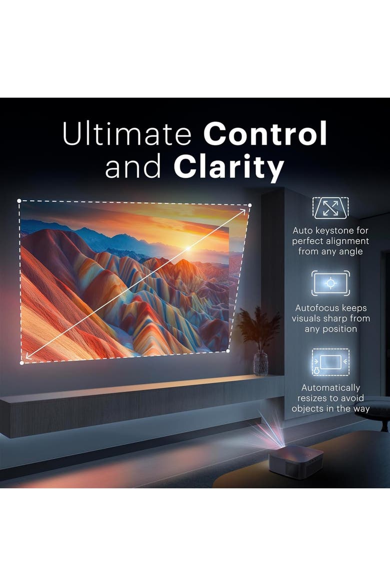 Flik X20 Smart Projector, 1080p Portable Projector with Google TV Dongle Built-In, Alternate, color, Black