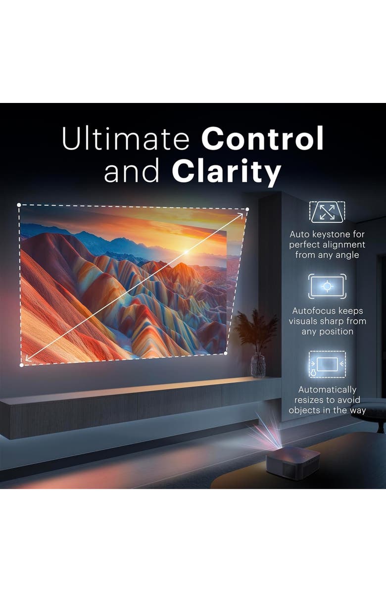 Kodak Flik X20 Full HD Smart Projector Kit with 100" Screen, Tripod, Remote, Wi-Fi, EVA Case, Alternate, color, Black