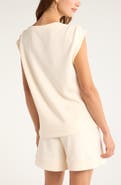 Zella Soft Luxe Knit Gathered Shoulder Top